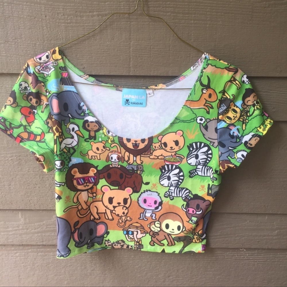 🦁 🐘 Rare Tokidoki x JapanLa Collaboration Savannah safari flirty crop top